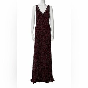 Diane Von Furstenberg Burgundy Animal Print Maxi Dress